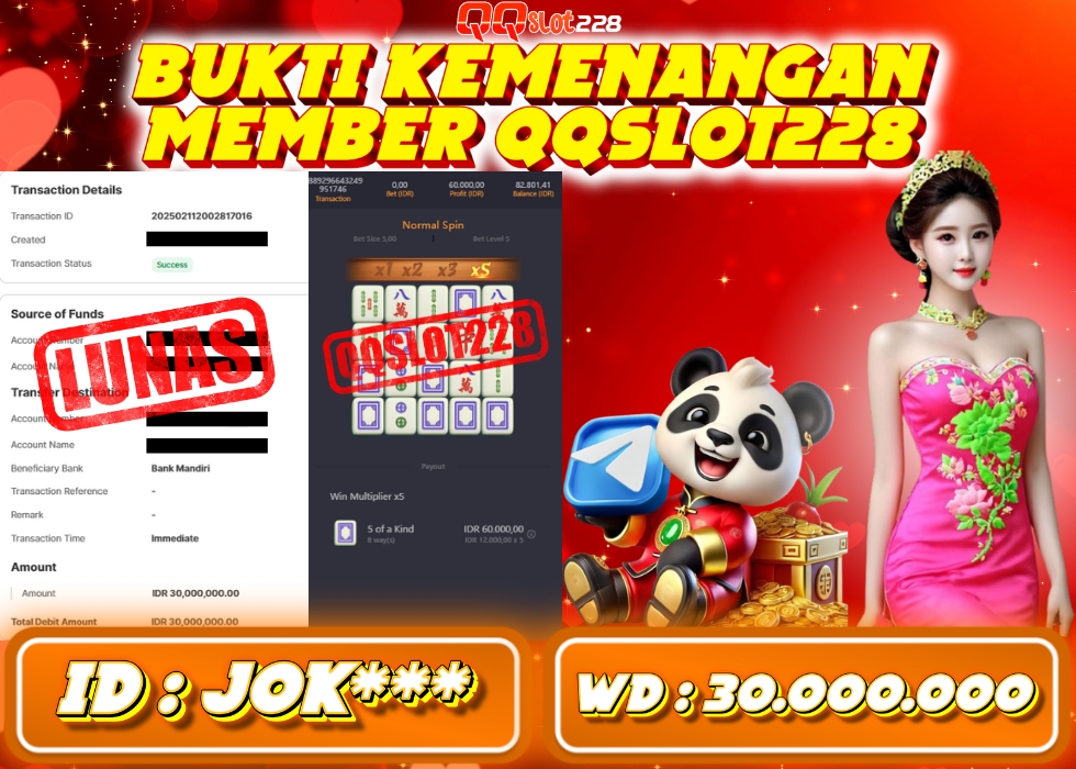 QQSLOT228 JACKPOT  Rp 30.000.000 - LUNAS!!!