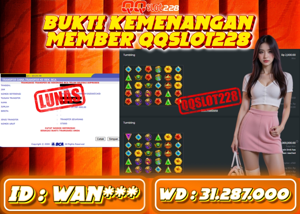 QQSLOT228 JACKPOT  Rp 31.287.000 - LUNAS!!!