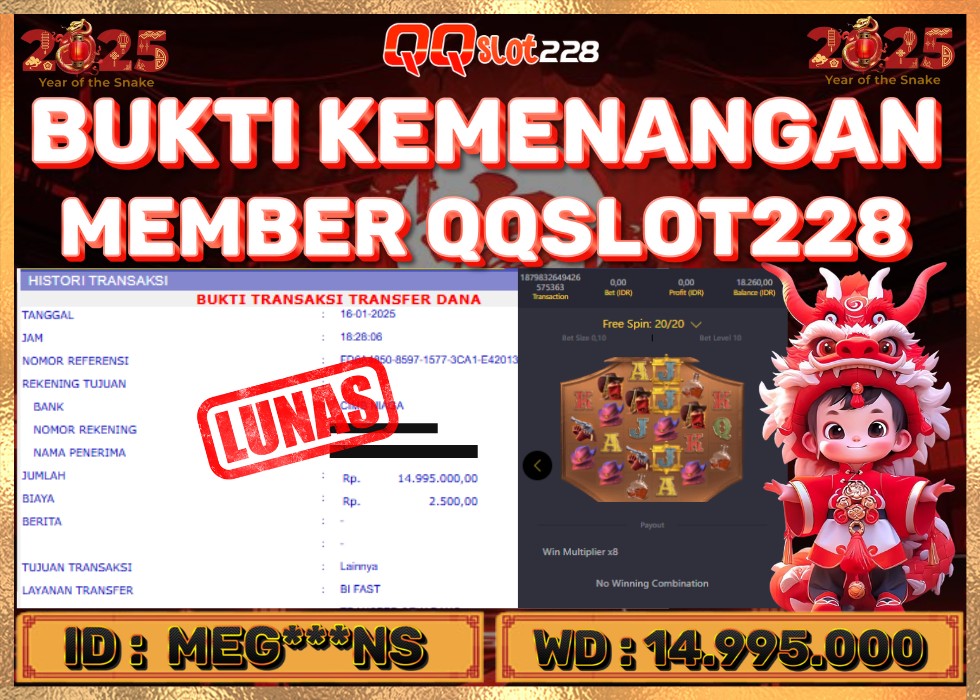 QQSLOT228 JACKPOT  Rp 14.995.000 - LUNAS!!!