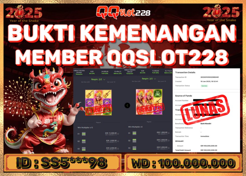 QQSLOT228 JACKPOT  Rp 100.000.000 - LUNAS!!!