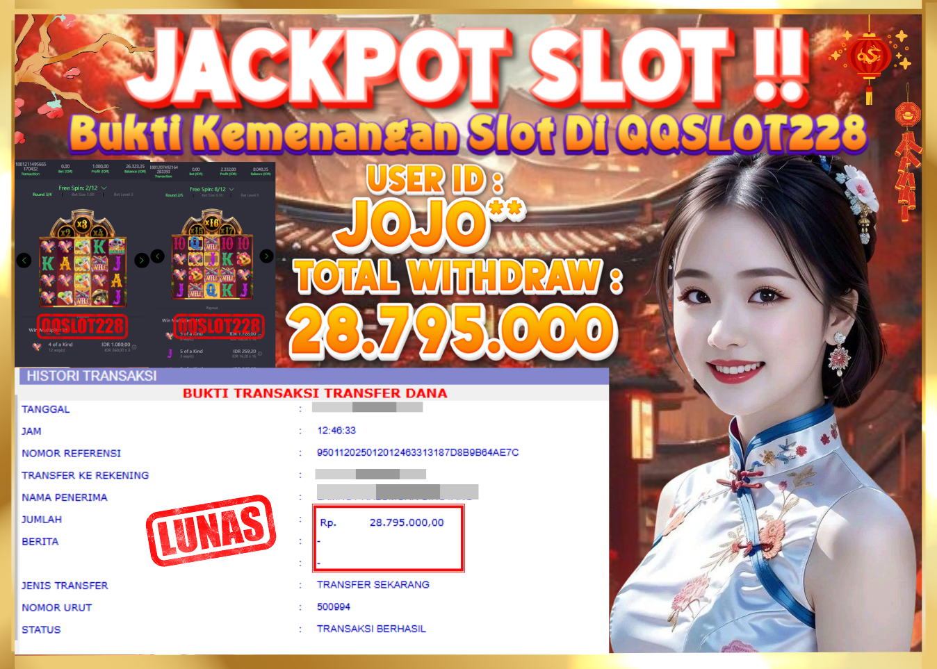 QQSLOT228 JACKPOT  Rp 28.795.000 - LUNAS!!!