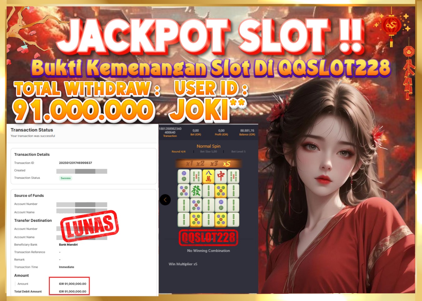 QQSLOT228 JACKPOT  Rp 91.000.000 - LUNAS!!!