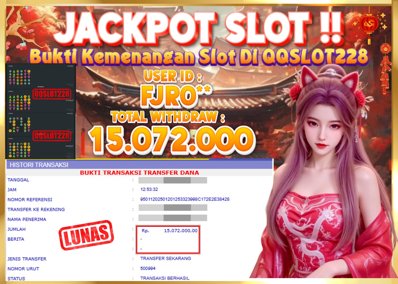 QQSLOT228 JACKPOT  Rp 15.072.000 - LUNAS!!!