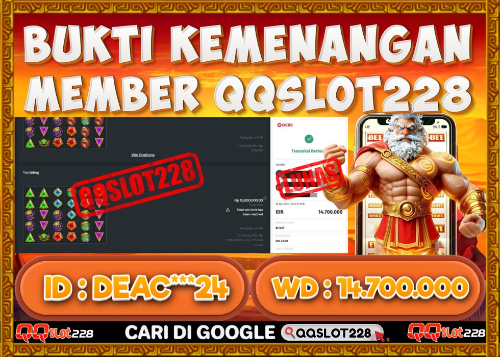 QQSLOT228 JACKPOT  Rp 14.700.000 - LUNAS!!!