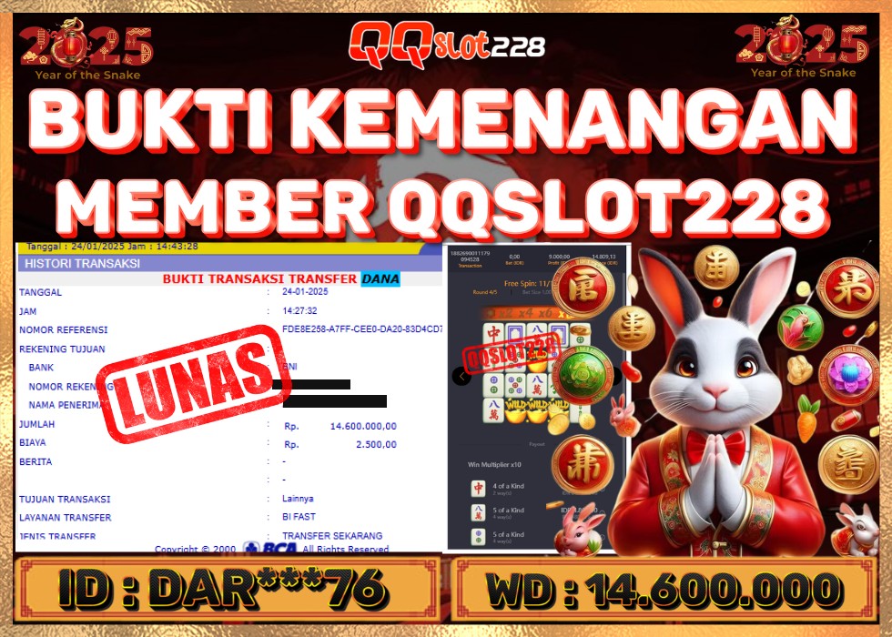 QQSLOT228 JACKPOT  Rp 14.600.000 - LUNAS!!!