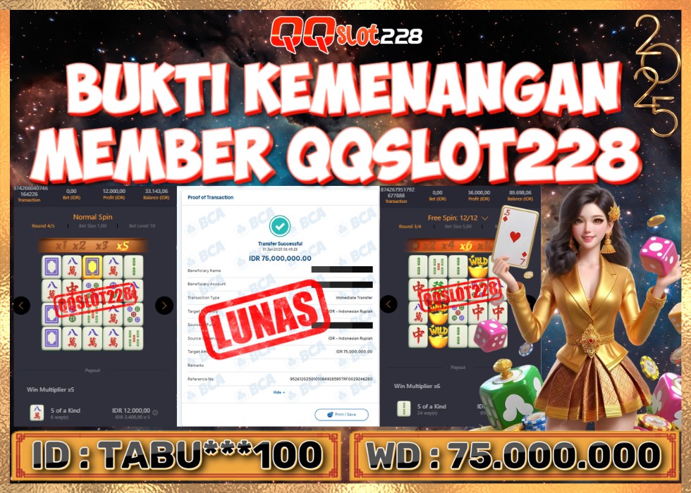 QQSLOT228 JACKPOT  Rp 75.000.000 - LUNAS!!!