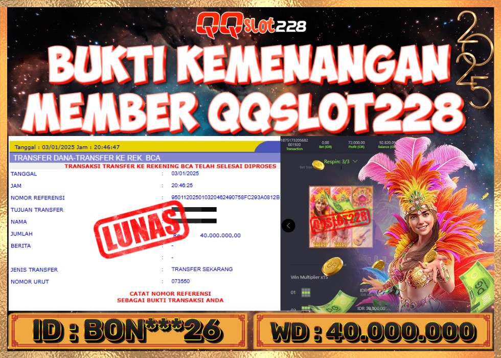 QQSLOT228 JACKPOT  Rp 40.000.000 - LUNAS!!!