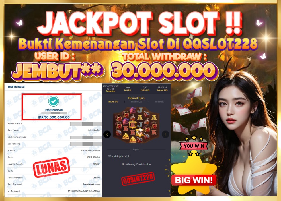 QQSLOT228 JACKPOT  Rp 30.000.000 - LUNAS!!!