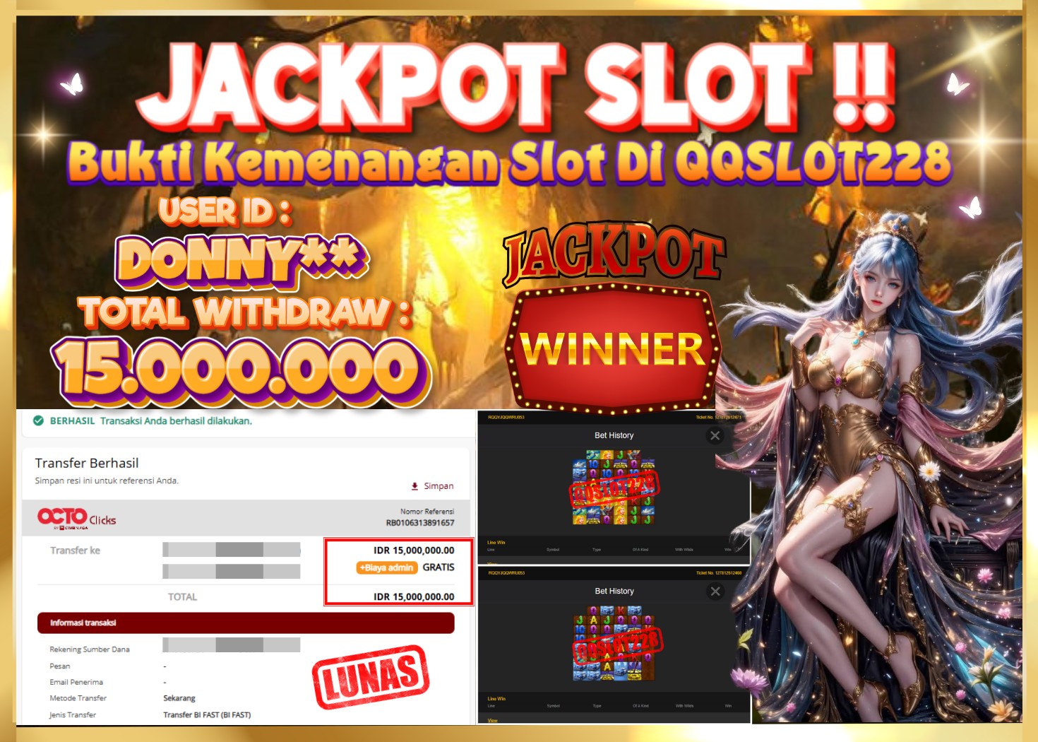 QQSLOT228 JACKPOT  Rp 15.000.000 - LUNAS!!!