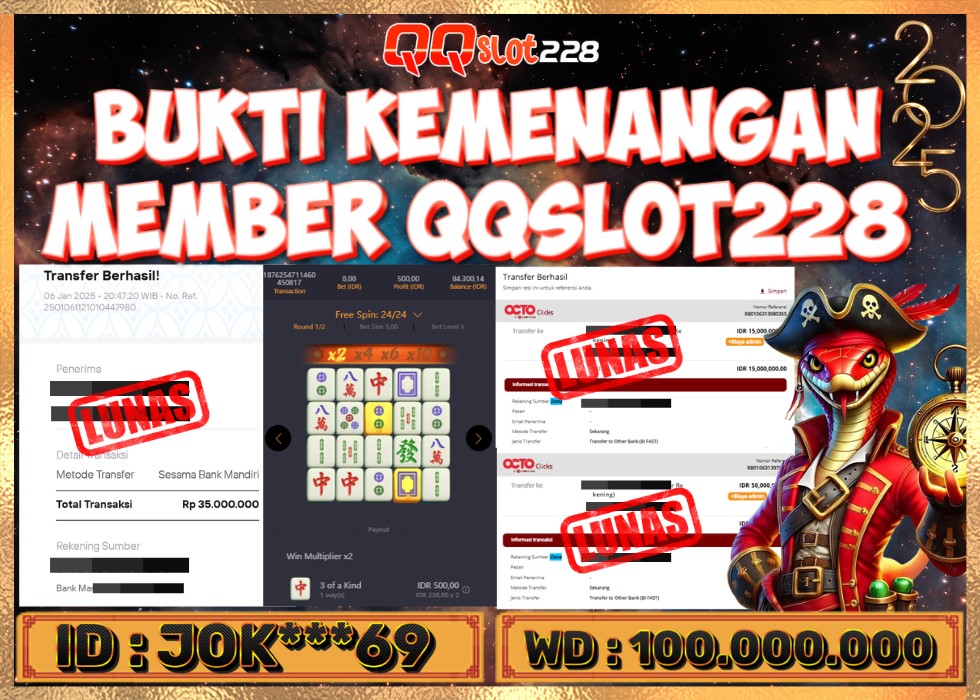 QQSLOT228 JACKPOT  Rp 100.000.000 - LUNAS!!!